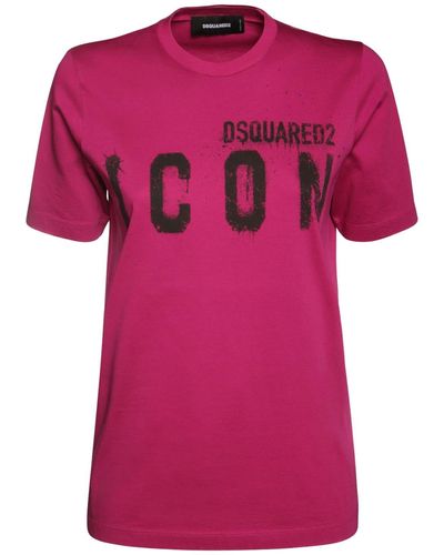 DSquared² T-shirt Aus Baumwolljersey "icon" - Pink