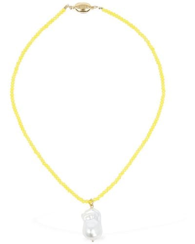 Timeless Pearly Pearl Drop Charm Collar Necklace - Metallic