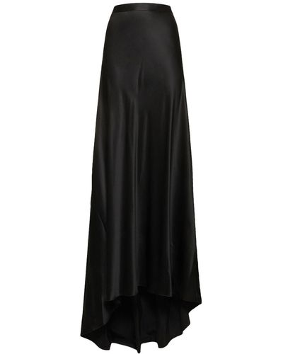 Nili Lotan Eleonore Slip Satin Silk Long Skirt - Black