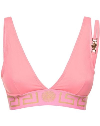 Versace Bikinioberteil Mit Greca-logo Und Riemen - Pink