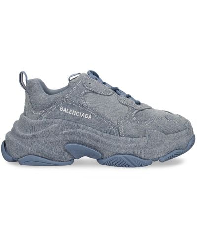 Balenciaga 60Mm Triple S Denim Sneakers - Gray