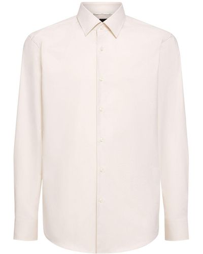 BOSS Hank Cotton Blend Slim Shirt - White