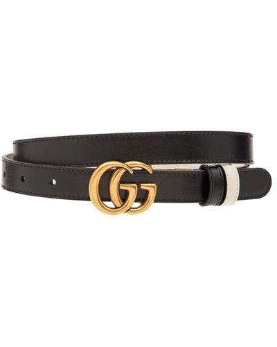 Gucci gg Marmont Reversible Thin Leather Belt - Multicolor