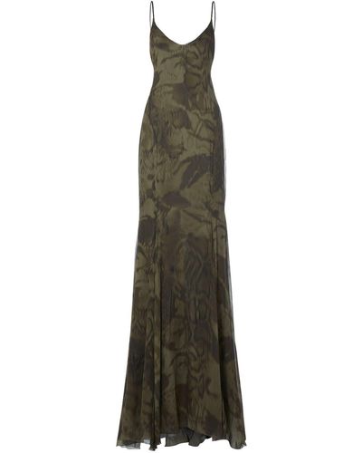 Blumarine Printed Viscose Long Dress - Green
