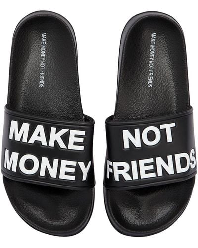 MAKE MONEY NOT FRIENDS Logo Rubber Slide Sandals - Black