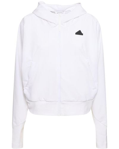 adidas Originals Sweat-shirt zippé à capuche zone - Blanc