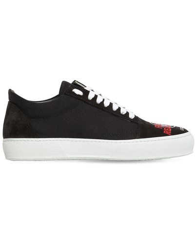 Joshua Sanders Embroidered Canvas & Suede Sneakers - Black