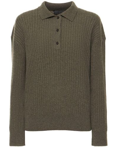 Nili Lotan Ramona Polo Wool Sweater - Green