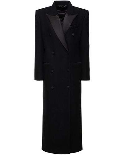 Magda Butrym Wool Twill Double Breasted Long Coat - Black