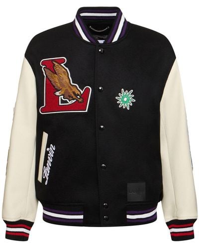 Lanvin Giacca varsity in lana / maniche in pelle - Nero