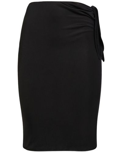 Saint Laurent Viscose Midi Skirt W/ Bow - Black