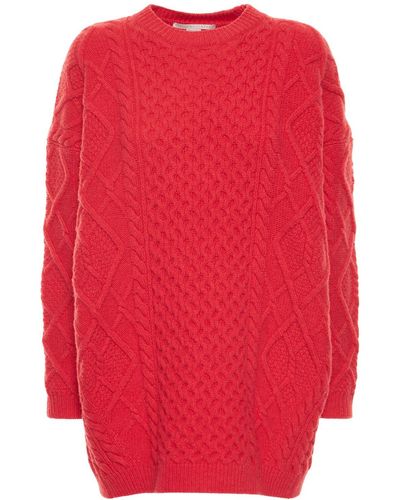 Stella McCartney Suéter oversize de punto grueso de lana - Rojo
