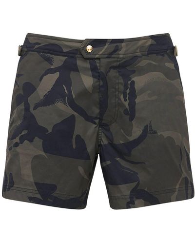 Tom Ford Shorts mare in faille di nylon camouflage - Grigio