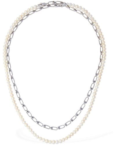 Eera Collier à double chaîne avec perles reine - Neutre