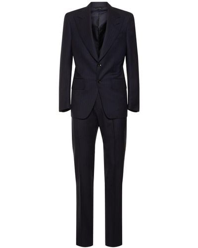 Tom Ford Atticus Pinstriped Wool Suit - Blue