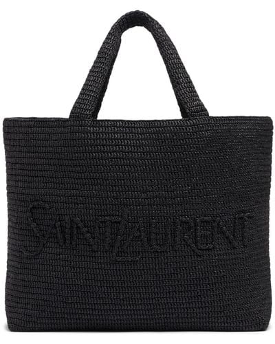 Saint Laurent Sl Raffia Tote Bag - Black