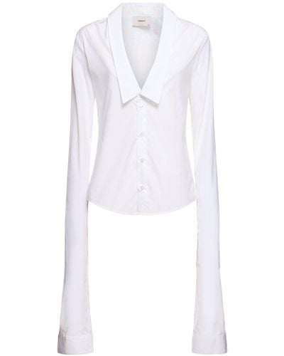 Coperni Camisa de algodón con cuello abierto - Blanco
