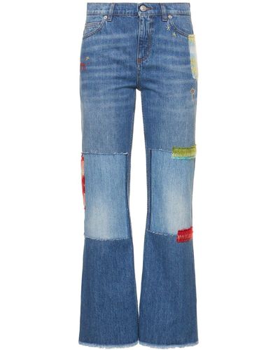 Marni Denim Flared Jeans W/ Patches - Blue
