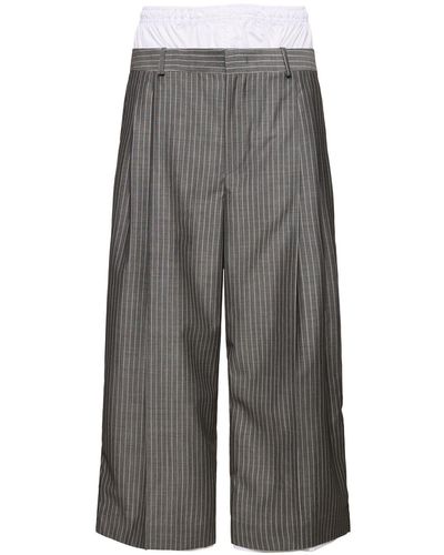Hed Mayner Pinstriped Mohair & Wool Pants - Gray