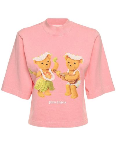 Palm Angels Dancing Bears コットンジャージーtシャツ - ピンク