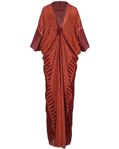 Johanna Ortiz Sensory Tapestry Viscose Long Dress - Red