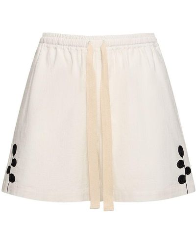 Commas Embroidered Ramie & Cotton Shorts - Natural