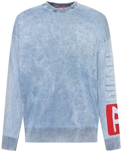 DIESEL Sweat-shirt en coton à col ras-du-cou k-zeros - Bleu