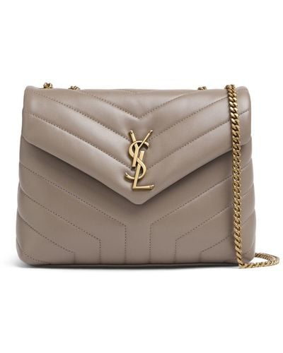 Saint Laurent Small Loulou Puffer Leather Bag - Gray
