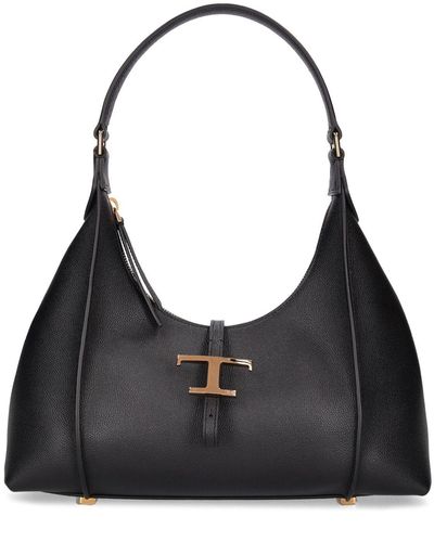 Tod's Small Tsb Hobo Leather Bag - Black