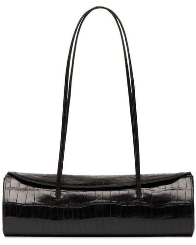 Little Liffner Cannoli Croc Embossed Leather Bag - Black