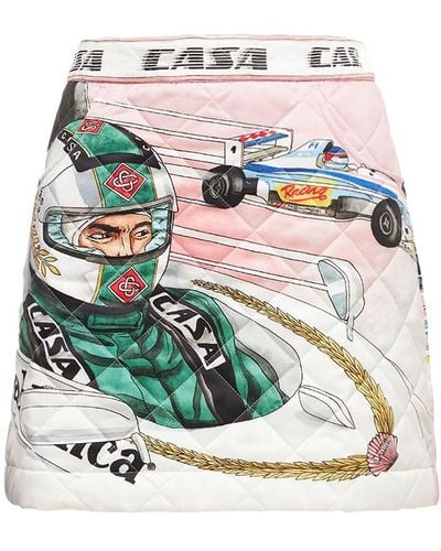 Casablancabrand The Art Of Racing Satin Mini Skirt - Multicolour