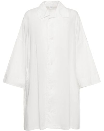 Yohji Yamamoto Oversize Cotton Twill Long Shirt - White
