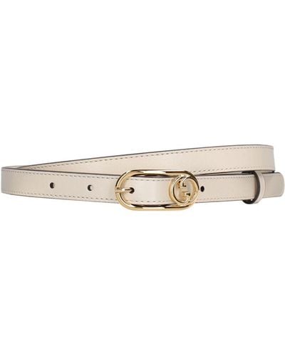 Gucci 15Mm Round Interlocking G Leather Belt - White