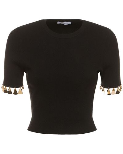 Rabanne Embellished Cotton & Silk T-shirt - Black