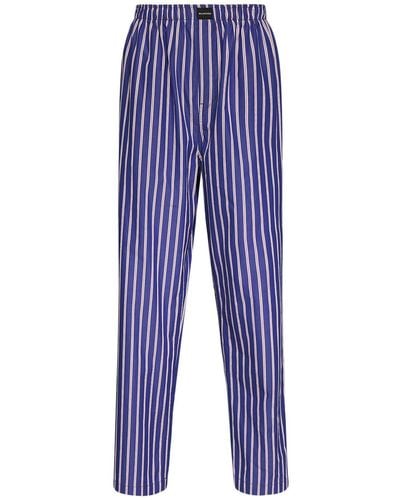 Balenciaga Striped Cotton Poplin Pajama Pants - Blue