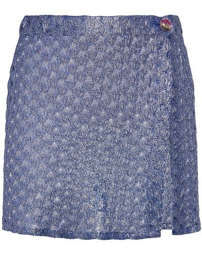 Missoni Minifalda de lúrex crochet - Azul