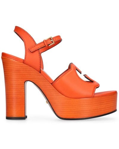 Gucci 90mm Cut Leather Sandals - Orange
