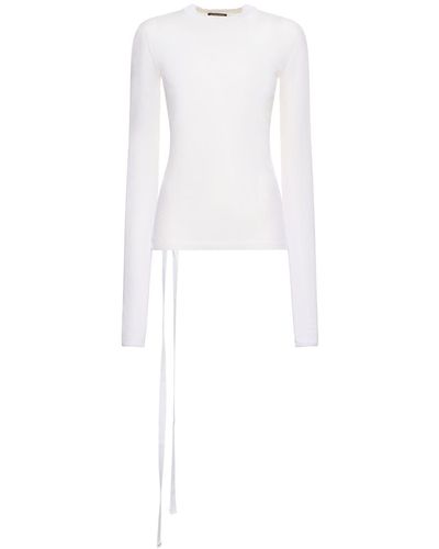 Ann Demeulemeester Top transparente con manga larga - Blanco