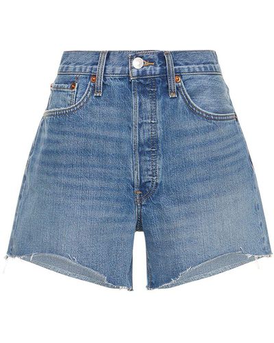 RE/DONE 90S Low Slung Cotton Denim Shorts - Blue