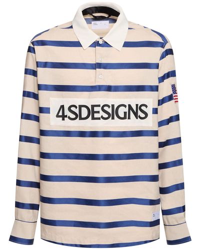 4SDESIGNS Rugby & Linen L/s Polo - Grey