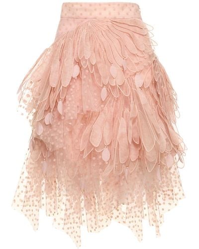 Zimmermann Lvr Exclusive Flocked Tulle Mini Skirt - Pink