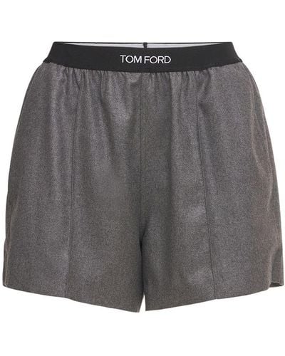 Tom Ford Shorts In Jersey Di Cashmere Con Logo - Grigio