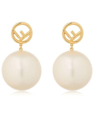 Fendi Imitation Pearl Earrings - Metallic