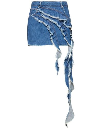 Blumarine Minifalda de denim con volantes - Azul