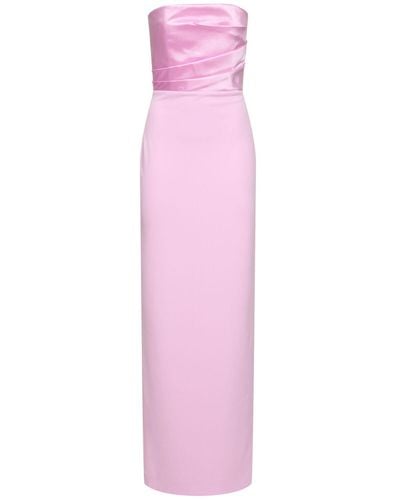 Solace London Afra Strapless Crepe And Satin-twill Gown - Pink