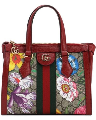 Gucci Mini Handtasche Aus Gg Supreme-stoff "flora" - Rot