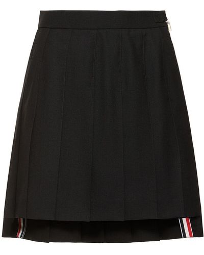 Thom Browne Pleated Drop Back Mini Skirt - Black
