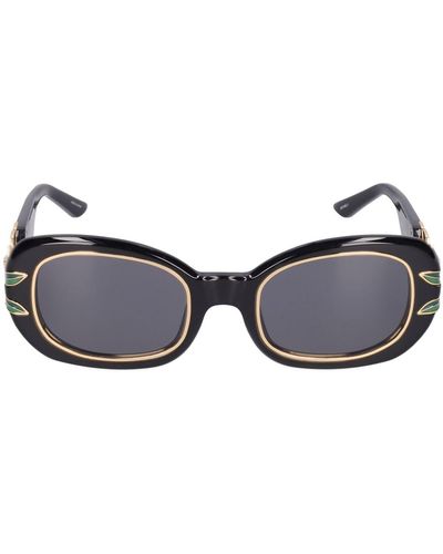 Casablanca Oval Acetate Sunglasses W/Laurel Detail - Brown