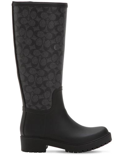 COACH 40mm Westerly Tall Rubber Rain Boots - Black