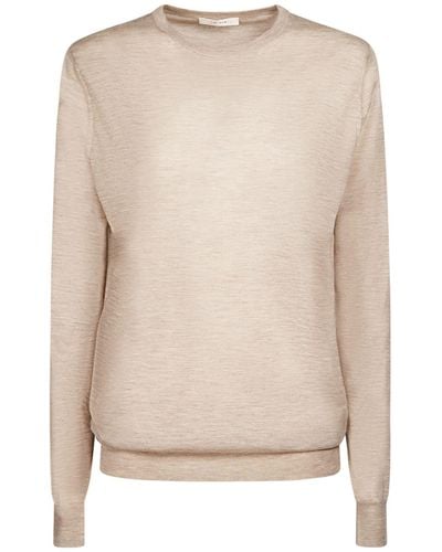 The Row Exeter Cashmere Knit Crewneck Jumper - Natural